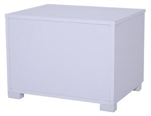 Comodino Moderno in Legno e Vetro 2 Cassetti con Maniglia Bianco 50x40x36,5 cm