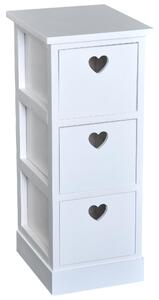 Set di 2 Comodino con 3 Cassetti in Legno MDF Bianco 25.5x30x62 cm