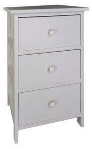 Comodino 3 Cassetti in Legno 35x25x55 cm Miki Bianco