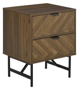 Comodino 2 Cassetti 48x39,5x61 cm in Legno Noce