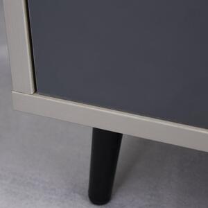 Comodino 40x40x45 cm 1 Cassetto 1 Ripiano Grigio e Bianco