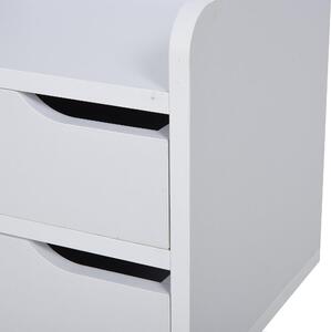 Comodino con 2 Cassetti 33x28x42 cm in Truciolato Bianco
