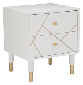 Comodino Luxy 45x40x51 cm in Legno e MDF e in Ferro Bianco e Oro