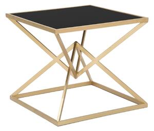 Comodino Piramid 50x50x45 cm in Ferro e Vetro Nero e Oro