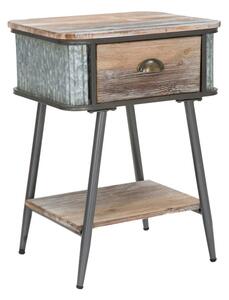 Comodino Bronxs 47,5x36,5x63,5 cm in Ferro e Legno di Abete Nero e Grigio