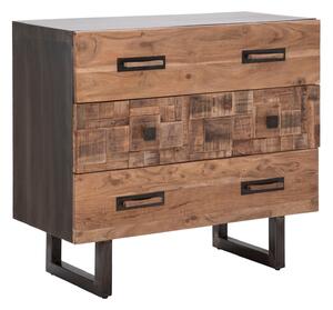 Comò Mumbai 85x40x77 cm in Legno di Acacia e in Ferro Marrone e Nero