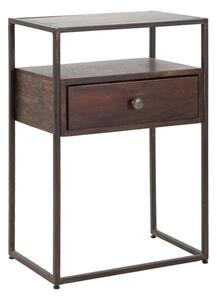 Comodino Burn 45x30x66 cm in Legno di Acacia e in Ferro Marrone