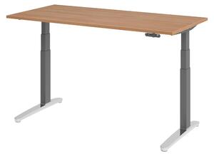 Scrivania elettrica bümö XBHM - Dimensioni: 160 x 80 cm, finitura: noce, struttura: grafite/alluminio lucido