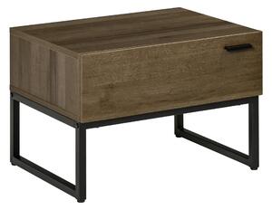Comodino 1 Cassetto 53x41,5x37 cm in Legno e Acciaio Marrone