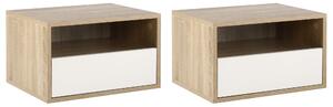 Set 2 Comodini Sospesi 45x35x27,5 cm con Cassetto e Ripiano Bianco