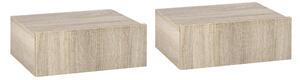 Set 2 Comodini Sospesi 40x30x15 cm Design Moderno Color Legno