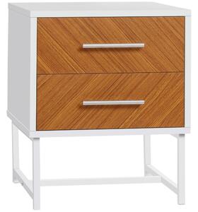 Comodino 2 Cassetti 40x39x48 cm in Metallo e Legno Marrone
