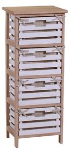 Cassettiera 4 Cassetti in Legno 35x27x85cm Arianna Naturale e Bianca