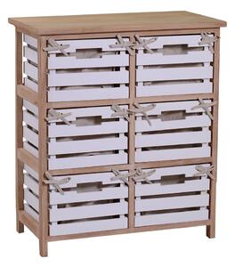 Cassettiera 6 Cassetti in Legno 58x30x66cm Arianna Naturale e Bianca