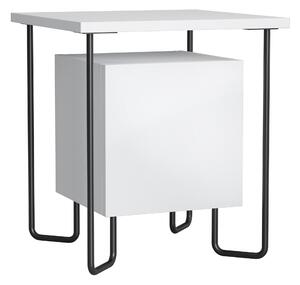 Comodino con Armadietto e Mensola 40x40x45 cm in Legno e Metallo Bianco