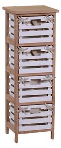 Cassettiera 4 Cassetti in Legno 30x27x85cm Arianna Naturale e Bianca
