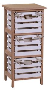 Cassettiera 3 Cassetti in Legno 30x27x66cm Arianna Naturale e Bianca