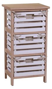 Cassettiera 3 Cassetti in Legno 35x27x66cm Arianna Naturale e Bianca