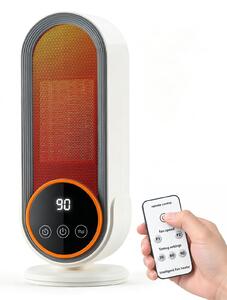 Stufa in Vetroceramica PTC da 1200 W, con telecomando, timer e finitura bianca