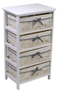 Cassettiera 4 Cassetti in Legno 46x32x81cm Hilary Bianca