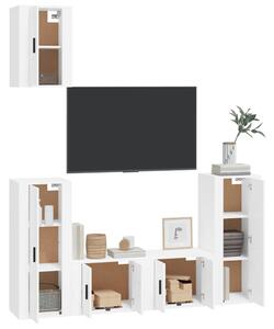 VidaXL Set di Mobili Porta TV 4 pz Bianco Lucido in Legno Multistrato