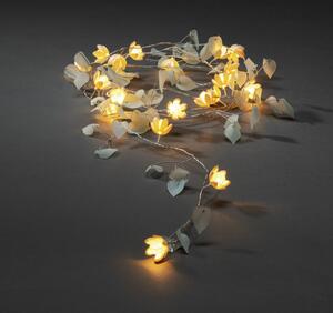 Konstsmide Catena luminosa decorativa a LED "Flowers", trasparente/bianco, timer 6h, 20 diodi bianco caldo, a batteria, per interni, cavo trasparente, batteria: 3 x AA 1,5V (escl.) - 3293-503