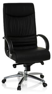 Sedia da ufficio XXL modello F 400, in vera pelle, portata fino a 150 kg, colore nero