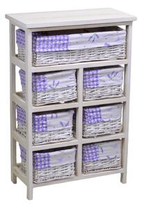 Cassettiera in Legno 7 Cassetti 50x25H76,6cm Lavanda
