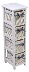 Cassettiera in Legno 4 Cassetti 22x28H81cm Hilary Bianca