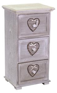 Cassettiera in Legno 3 Cassetti 29x22H55,2cm Demetra Cuore