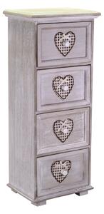 Cassettiera in Legno 4 Cassetti 29x22H71,5cm Demetra Cuore