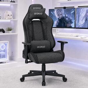 Sedia da gaming, rivestita in tessuto, ergonomica, reclinabile fino a 155°, con poggiapiedi, capacità massima di 120 kg