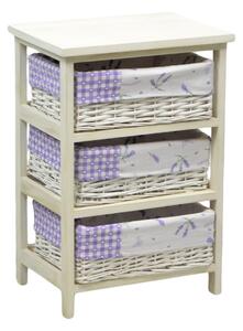 Cassettiera in Vimini 3 Cassetti 40x29H58cm Lavanda