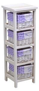 Cassettiera in Legno 4 Cassetti 25x25H76,5cm Lavanda
