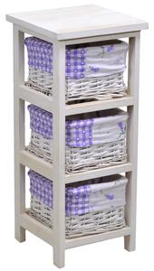Cassettiera in Legno 3 Cassetti 25x25H59cm Lavanda