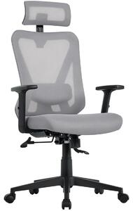 Sedia da ufficio ergonomica - Sedia girevole - Rete - Braccioli regolabili - Nera