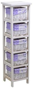 Cassettiera in Legno 5 Cassetti 25x25H94cm Lavanda