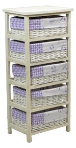 Cassettiera in Legno 5 Cassetti 40x29H90cm Lavanda