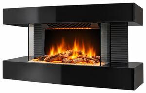 Stufa elettrica da parete, modello Lounge Medium, 2000 W, effetto fiamma LED, colore nero