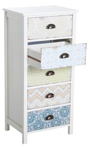 Cassettiera con 5 Cassetti 46x34x97,5 cm in MDF Bianco
