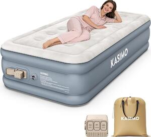 Letto gonfiabile - 195 x 99 x 40 cm - Con pompa a batteria - Superficie in Pelle finta