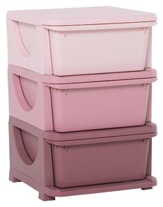 Cassettiera per Cameretta 3 Cassetti 37x37x56,5 cm in Plastica Rosa