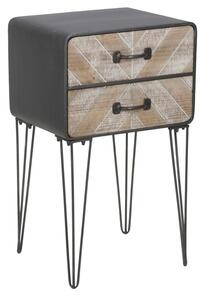 Mobiletto 2 Cassetti Oklahoma 41x34,5x70 cm in Ferro e MDF Marrone e Nero