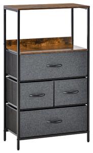 Cassettiera Multiuso con 4 Cassetti in Tessuto 58x29x103 cm Marrone