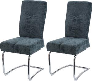 Set di 2 sedie da pranzo imbottite | A x L x P 105 x 46 x 60 cm | Altezza seduta 53 cm | Metallo Tessuto/Chenille | Blu-verde | Sedia da cucina Sedia a sbalzo Sedia con schienale