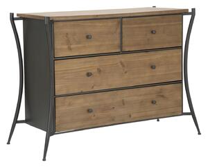 Como' Glasgow 122x49x85 cm Legno di Abete e in Ferro Marrone e Grigio