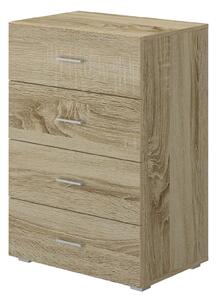 Cassettiera 4 Cassetti 60x41x87 cm in MDF Rovere