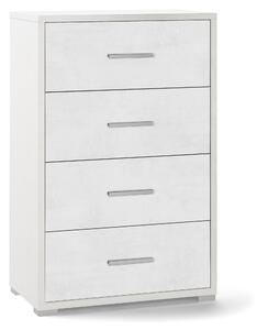 Cassettiera con 4 Cassetti 71x110x41 cm Ossido Bianco