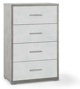 Cassettiera con 4 Cassetti 71x110x41 cm Cemento/Ossido Bianco