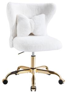 Sedia da trucco con ruote, color oro, regolabile in altezza, bianca